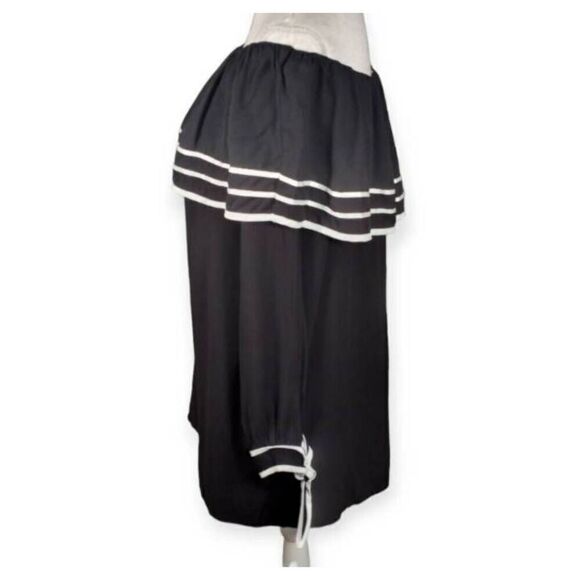 FOREVER 21 BLACK & WHITE OFF-THE-SHOULDER BLOUSE/TUNIC SZ.M NWT. - Picture 2 of 6